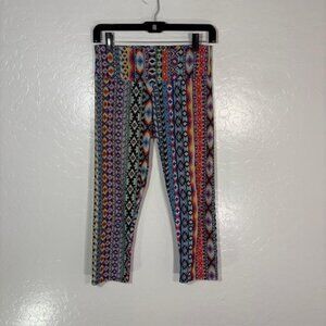 Onzie Leggings Womens S/M Multicolor Geometric Print Capri Yoga Athletic Pants